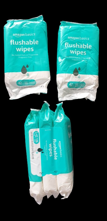 Amazon Basics Flushable Adult Wet Wipes Fragrance Free Sewer & Septic Safe Lot 5