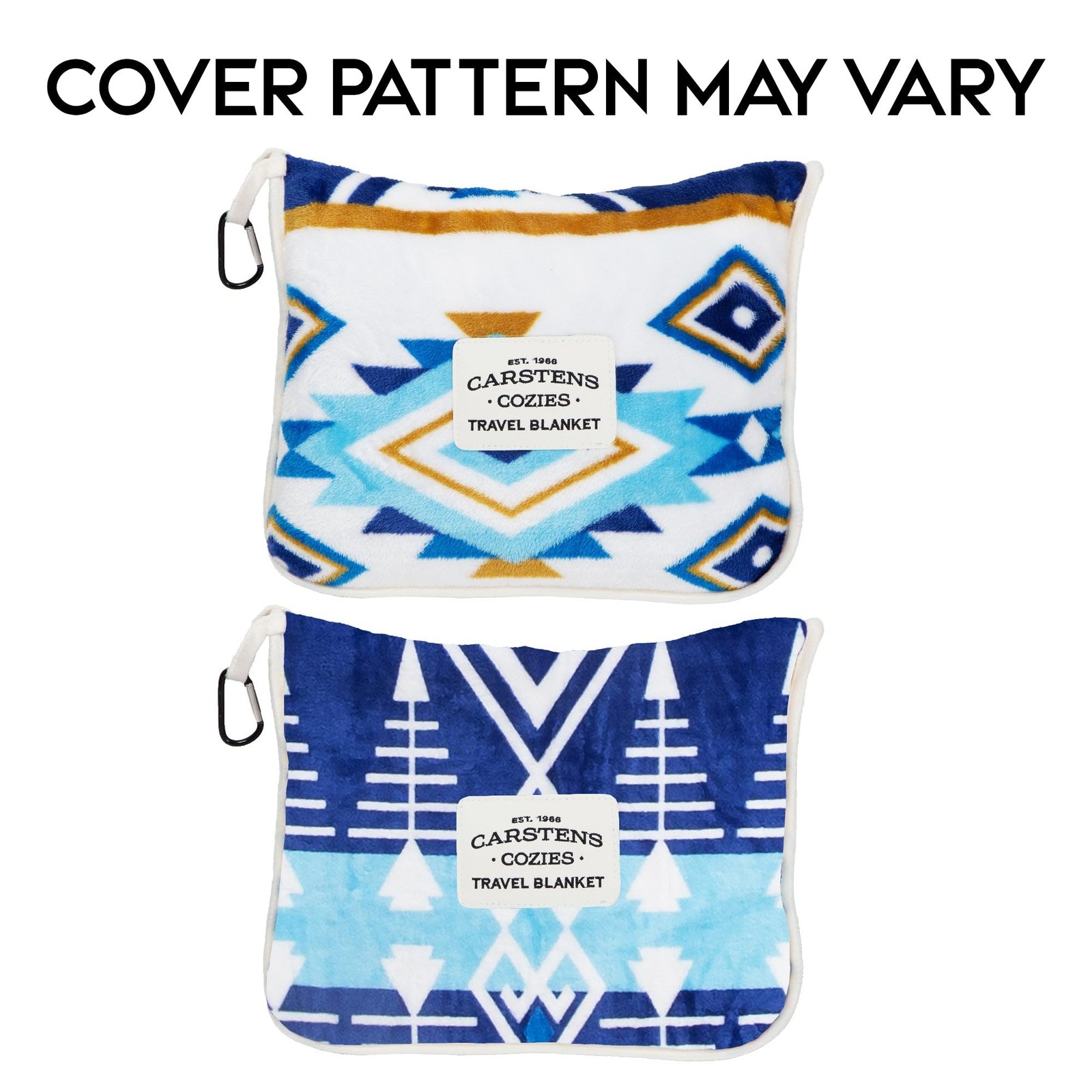 CARSTENS, INC. Travel Blanket, Premium Compact 50″ x 60″, Open Sky Blue Aztec