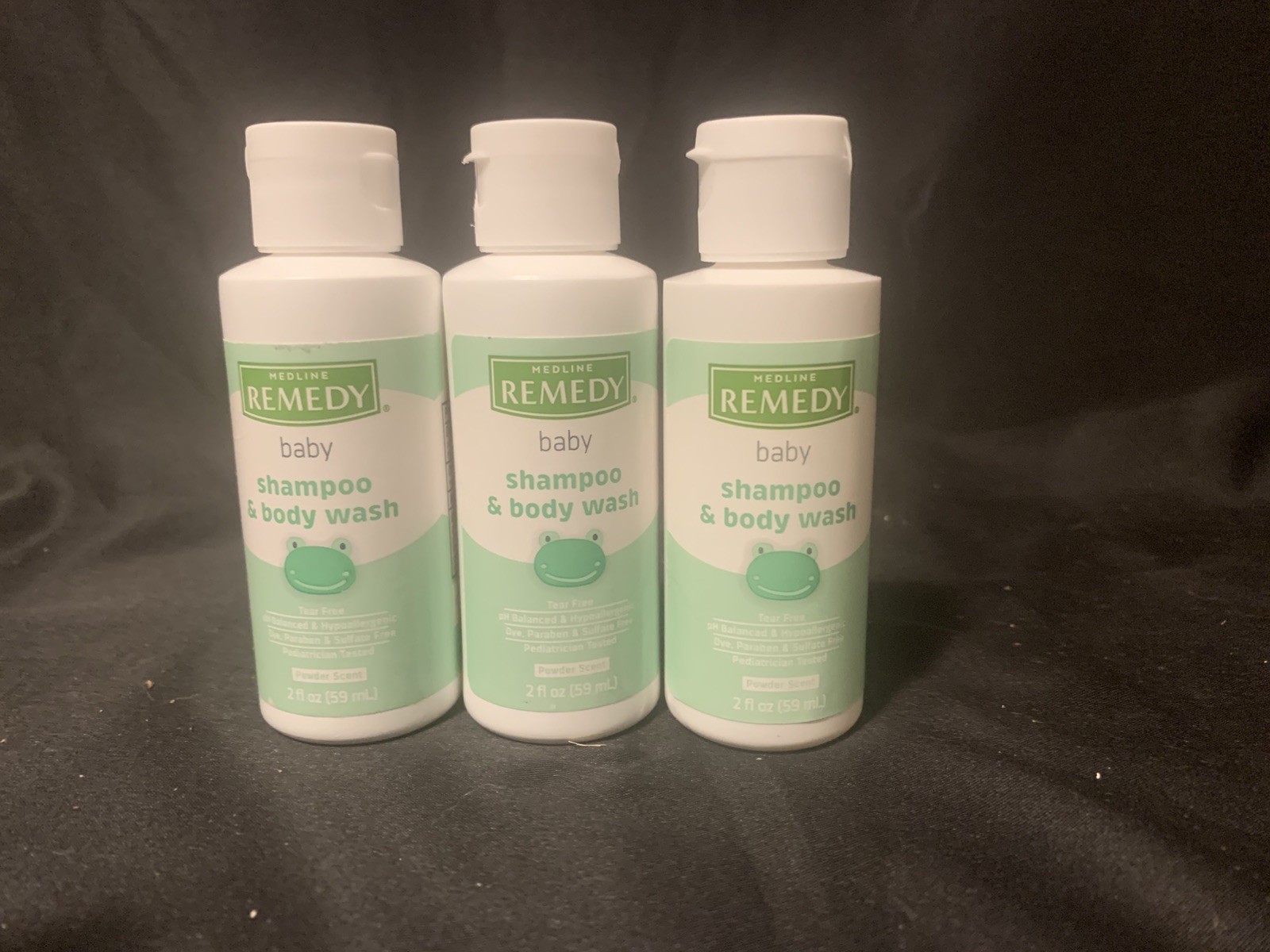 Remedy Baby Shampoo & Body Wash Tear Free Powder Scent Flip Top 2 oz. Lot of 3