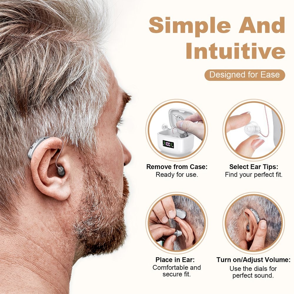 Rechargeable Digital LCD Sound Hearing Aids Voice Enhancer Amplifier for Seniors
