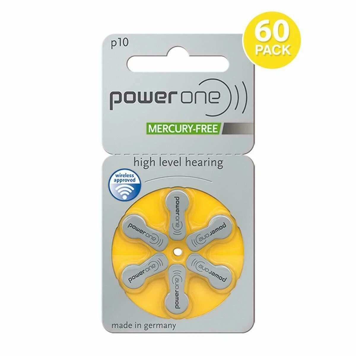 Power ONE P10 Hearing Aid Battery (5 X 10 X 6=300 Batteries pack) Fast Shipping