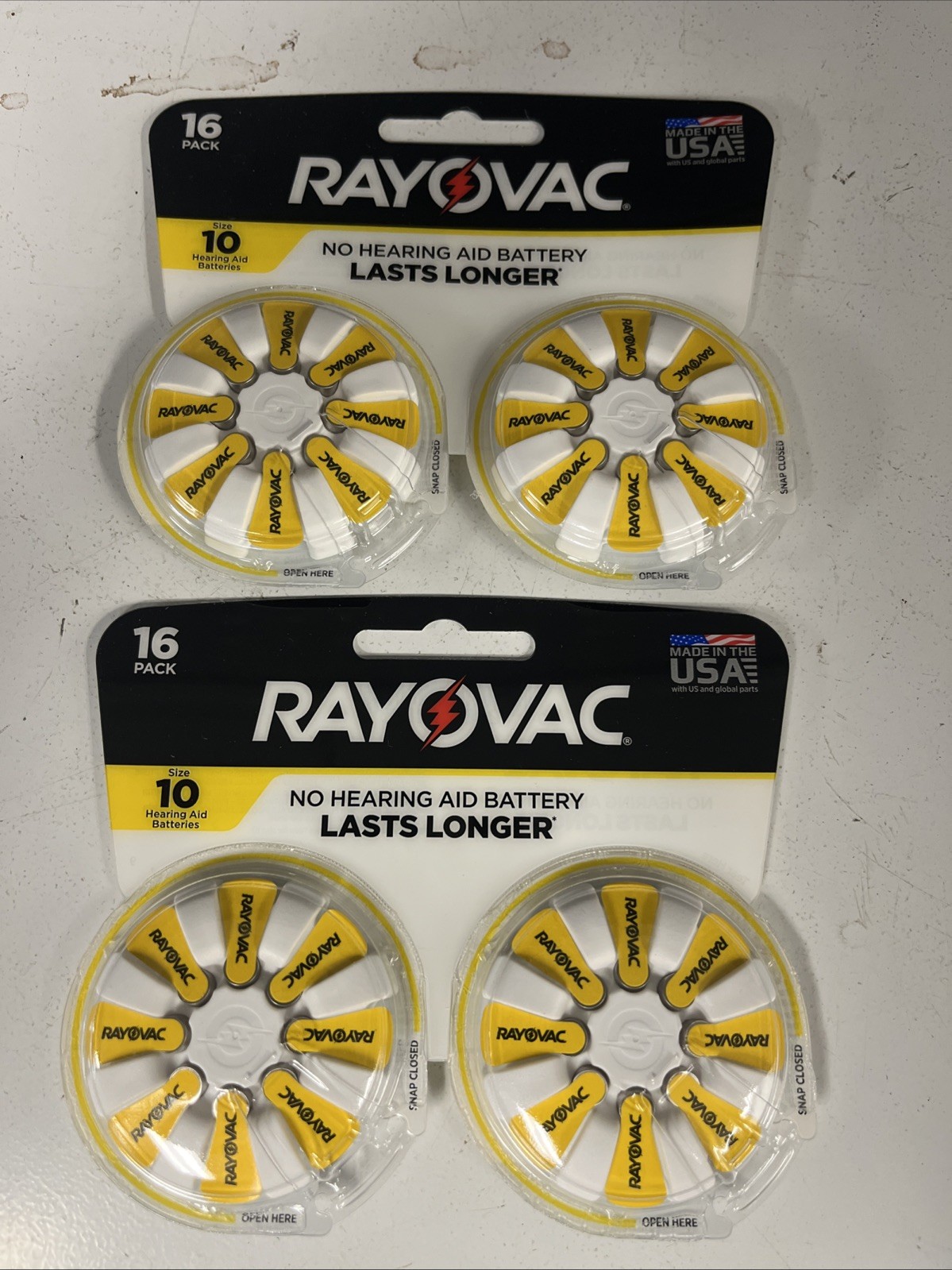 Lot Of 2! Rayovac Size 10 Hearing Aid Batteries- 16 Count Each 05/2025- 32 Total