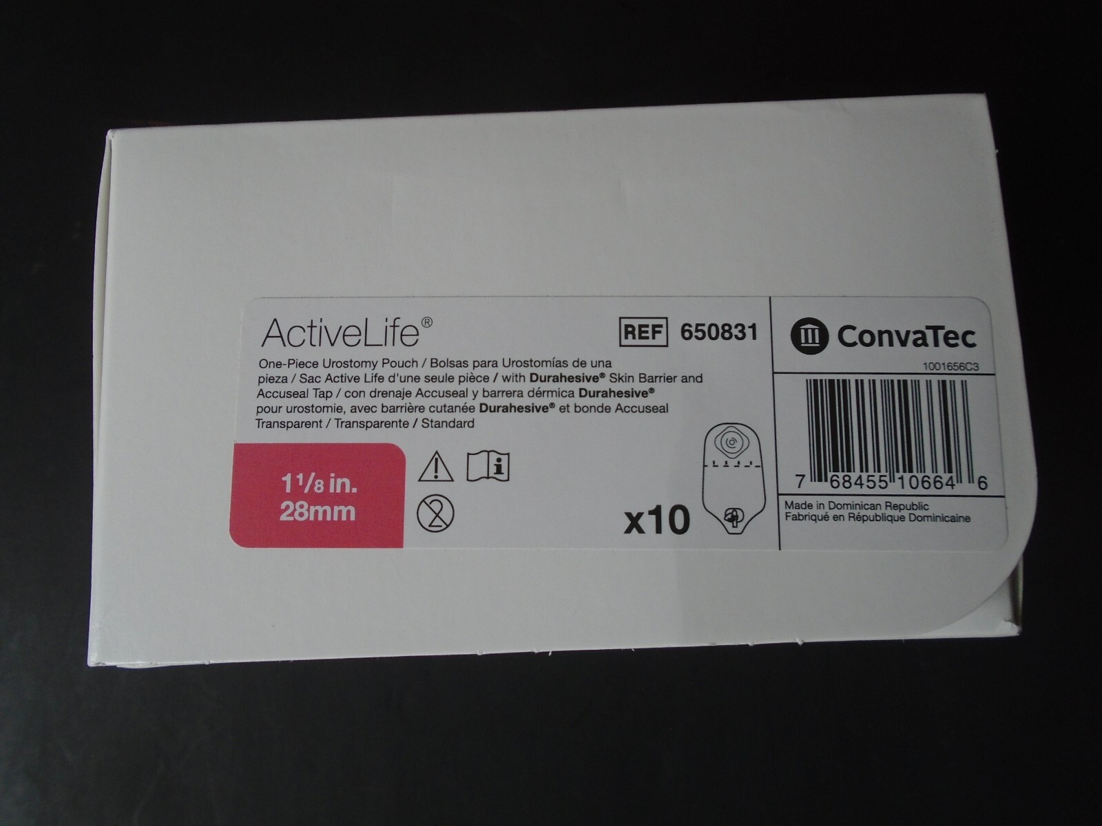 Convatec ActiveLife #650831 Urostomy 1-Piece Drainable Pouch PreCut 1 – 1/8 in.