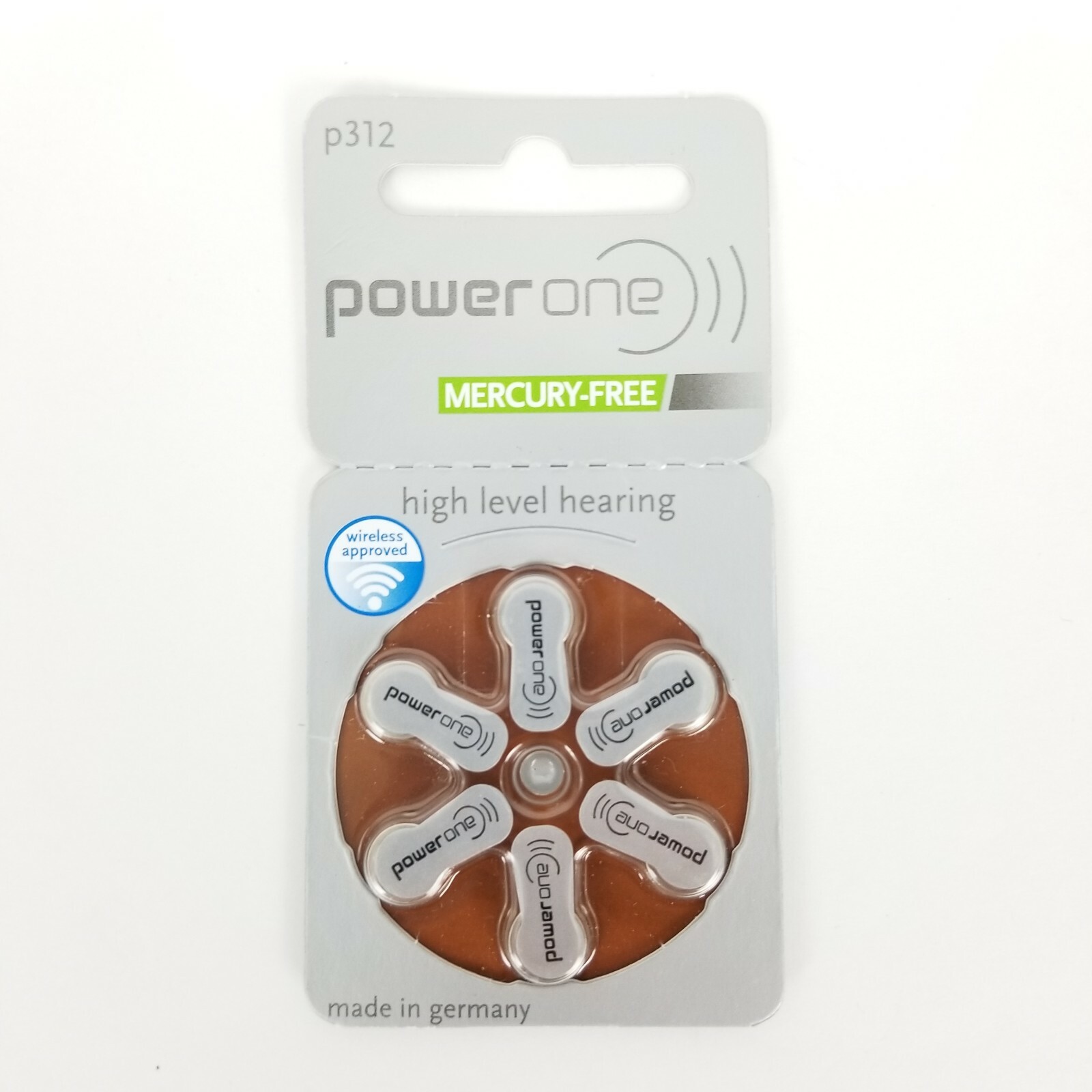 Power One Mercury Free Hearing Aid Batteries Size P312 Exp Aug 2021