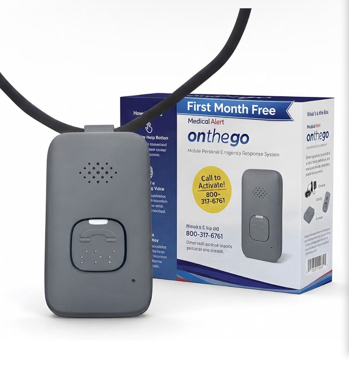 Medical Alert On-the-Go GPS Fall Detection Necklace Emergency Call Button New
