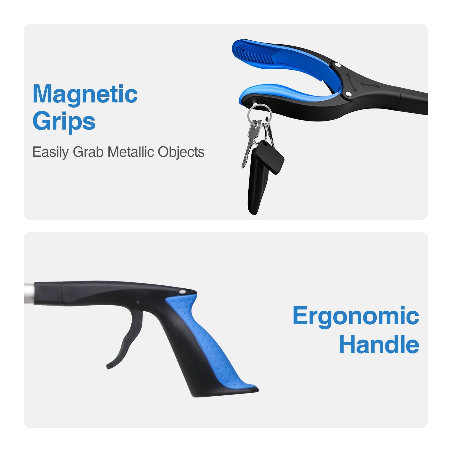 2-Pack Grabber Reacher Tool, 32 Inch Extra Long 2 Count (Pack of 1), Blue