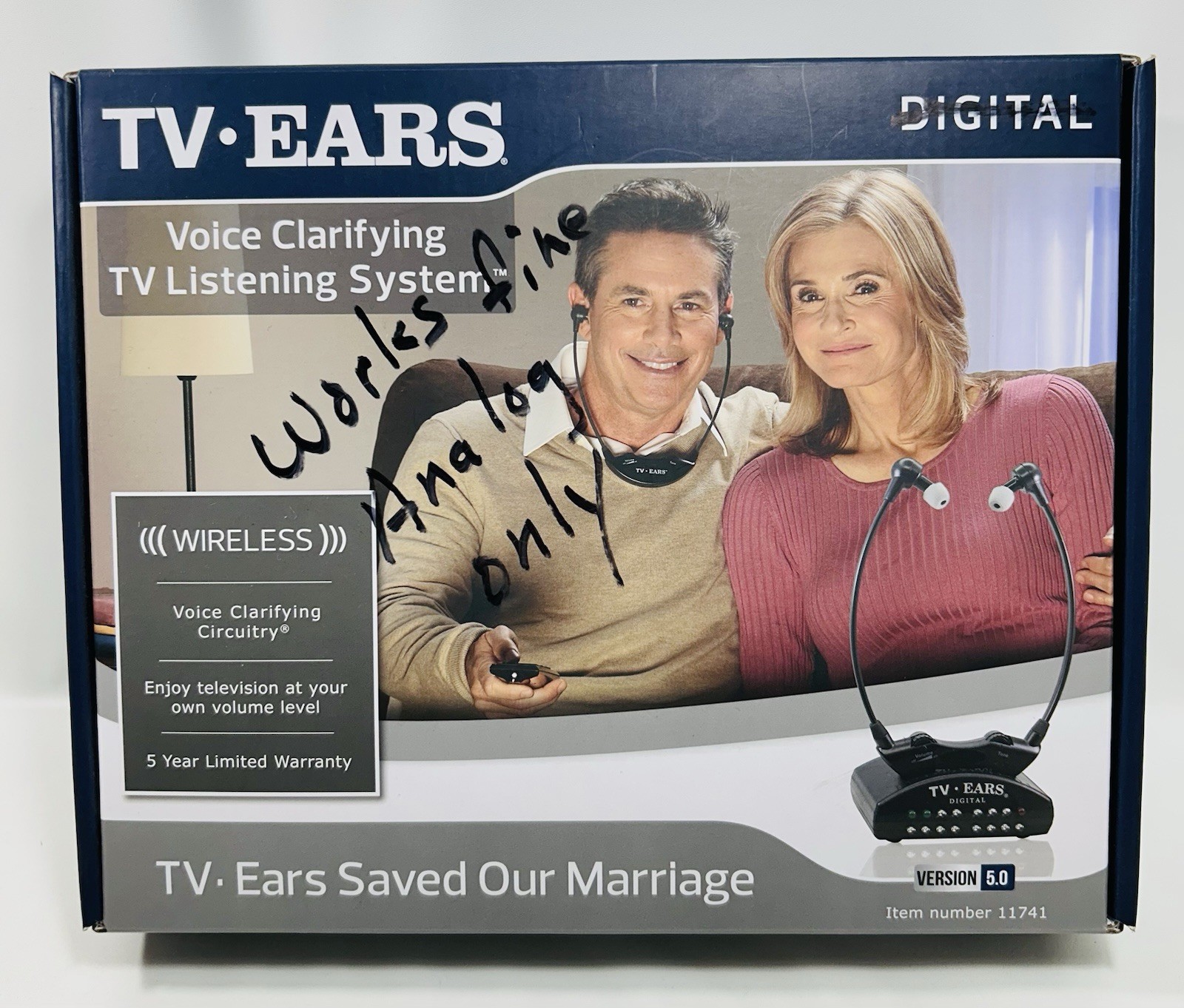 TV Ears Digital Wireless TV Listening System Voice Clarifying Infrared 11741