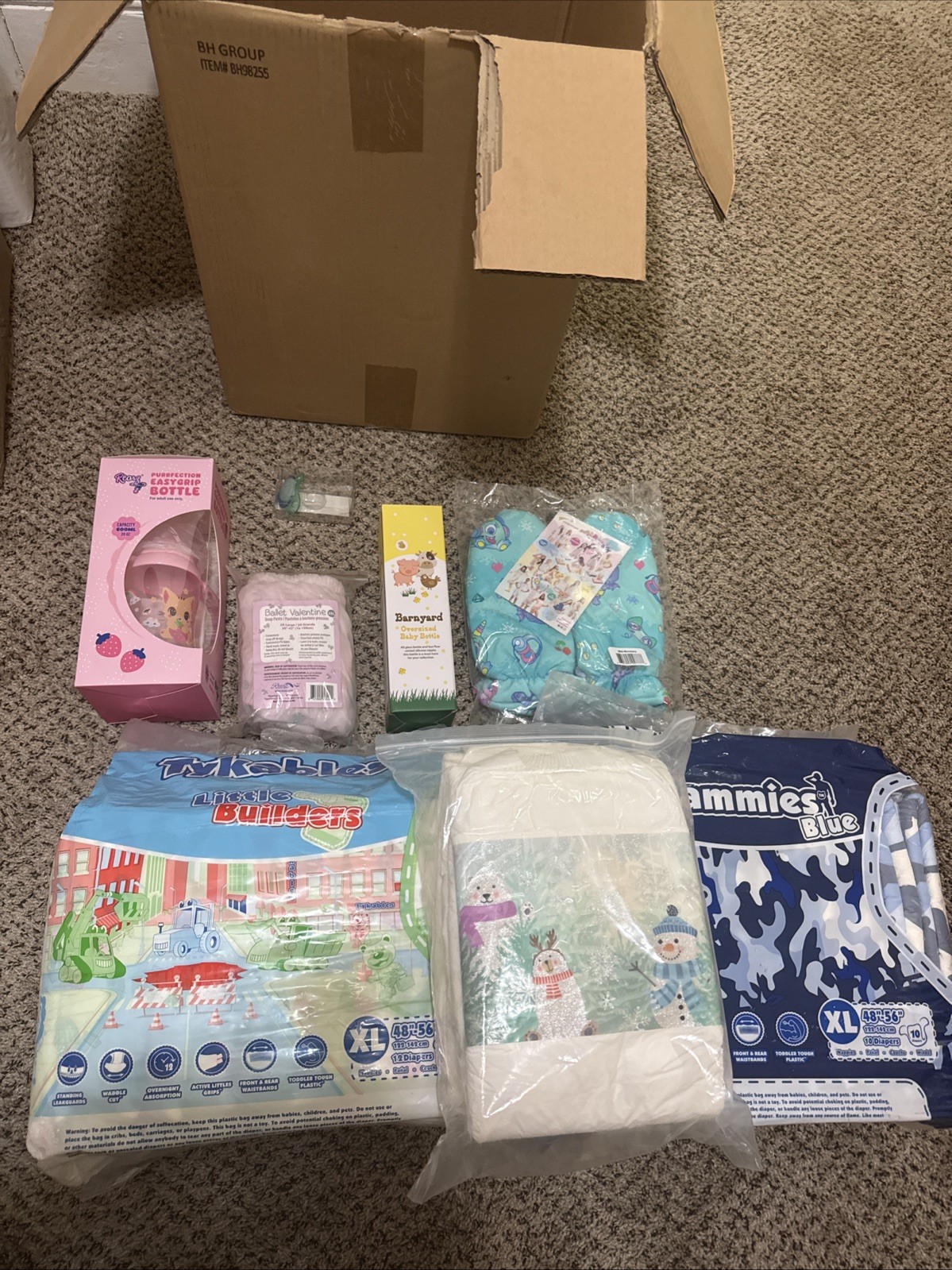 ABDL Vintage XL Lot Deal Tykables+Rearz Diapers, Mittens, Bottle Much More
