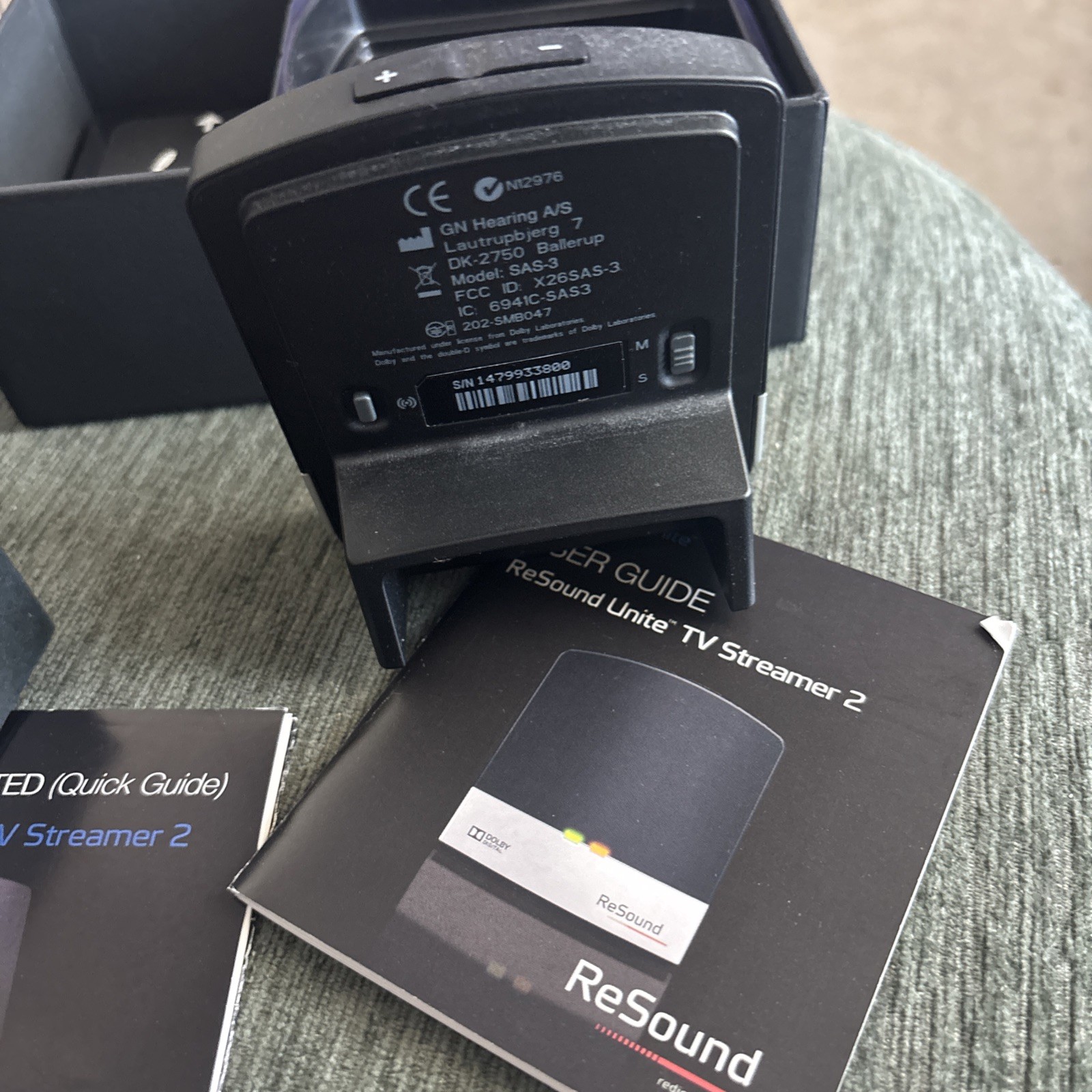 ReSound Unite TV Streamer 2 Hearing Aid Audio Accessory Dolby Digital in box