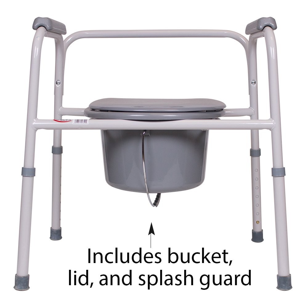 Carex 3-In-1 Folding Bedside Commode And Raised Toilet Seat Portable Toilet