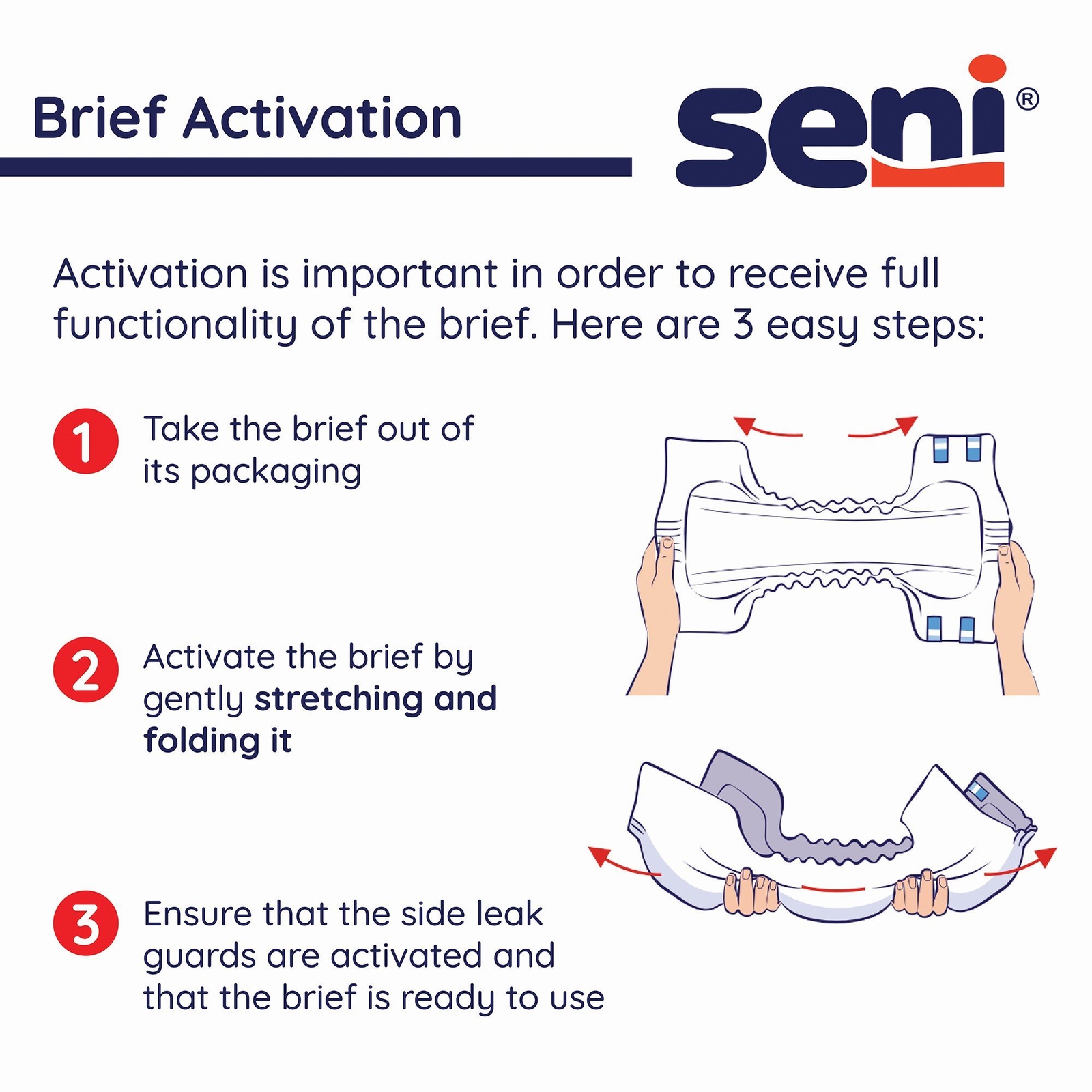 Seni Super Heavy Absorbency Incontinence Brief, Small (PK/25)
