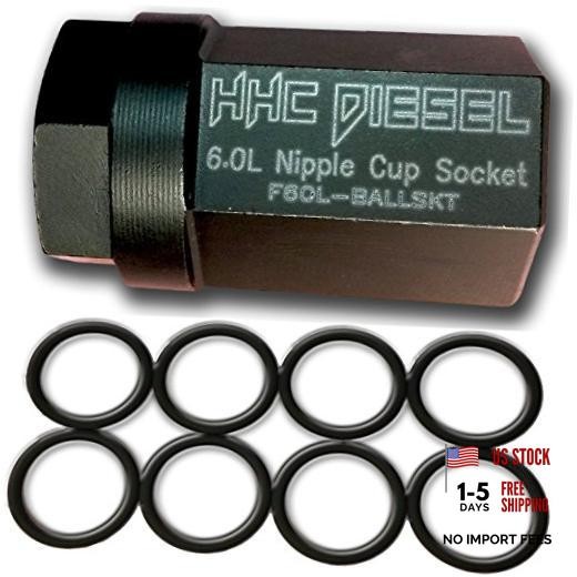 ~Ford 6.0L Diesel Nipple Cup Socket Kit~ O-Rings & Tool (8: Heavy Duty Viton
