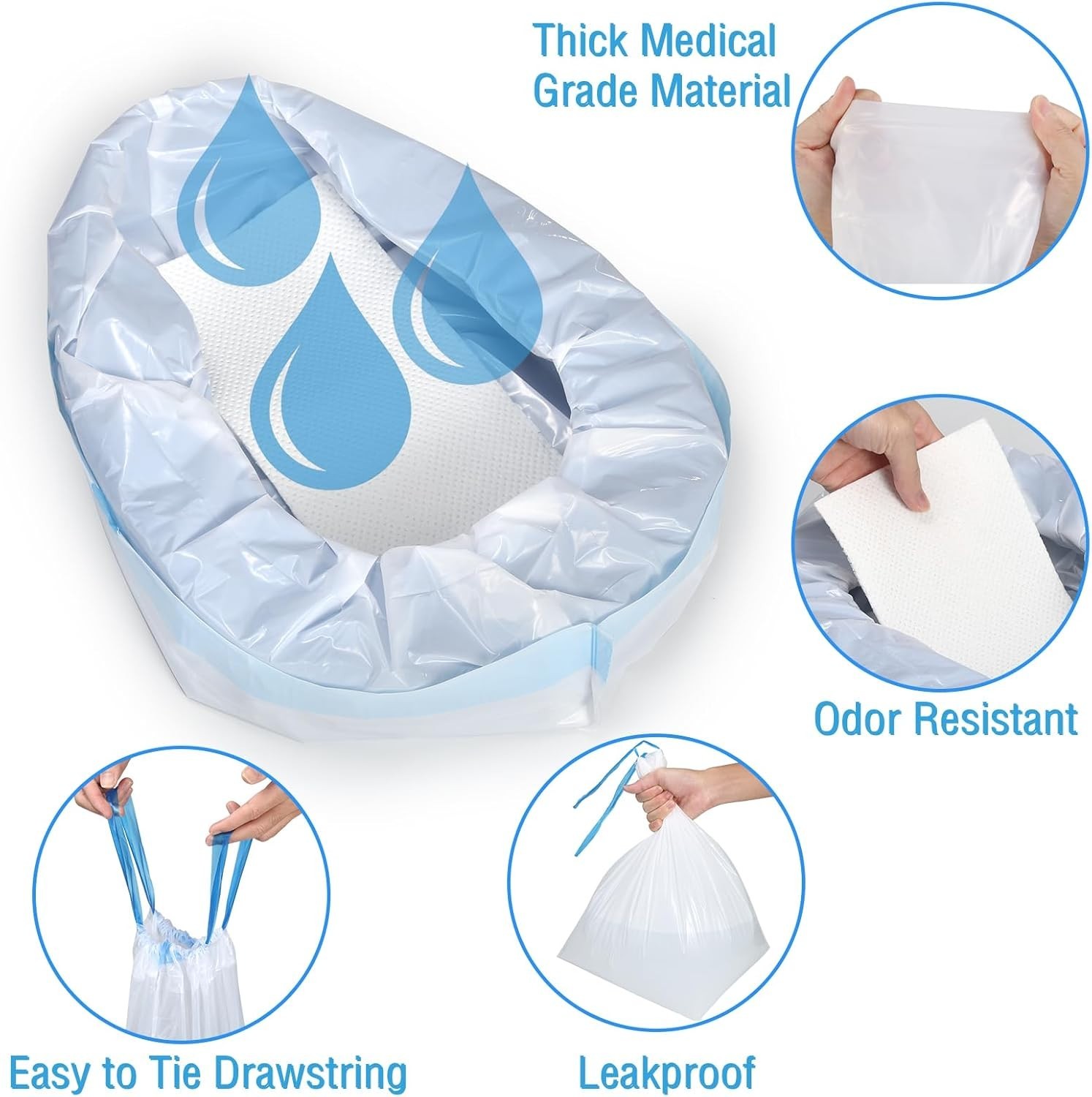 20 Pack Medical-Grade Commode Liners – Bedpan Liners for Home & Healthcare Use