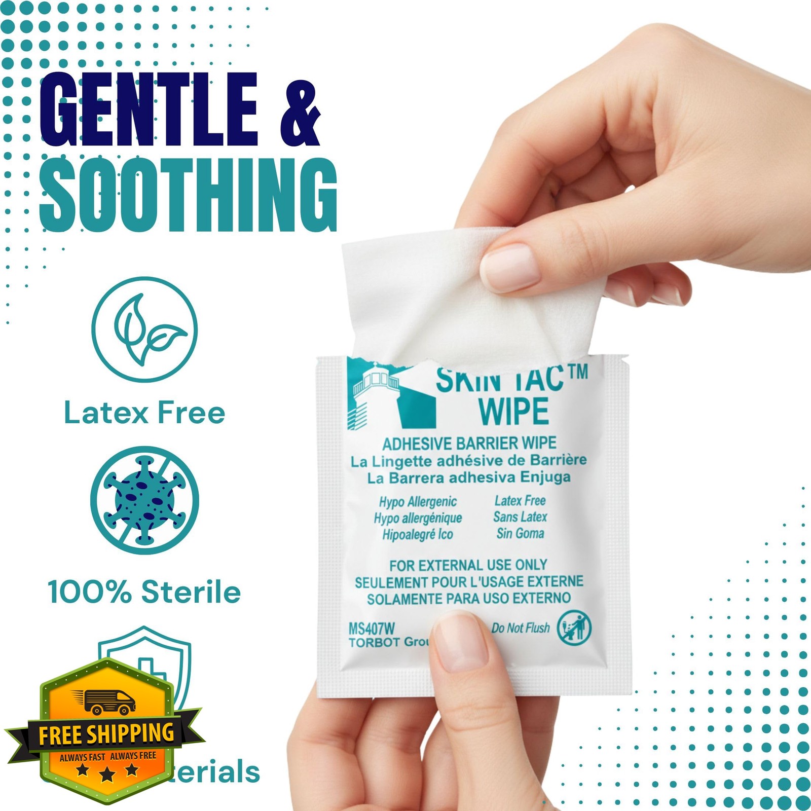 Torbot Skin-Tac Adhesive Wipes 50 Count