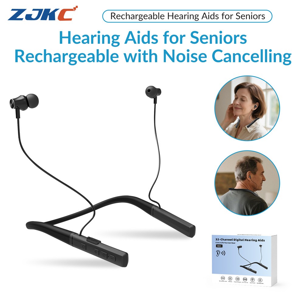 Rechargeable Hearing Aids for Seniors Neckband Anti-loss, Noise Cancelling