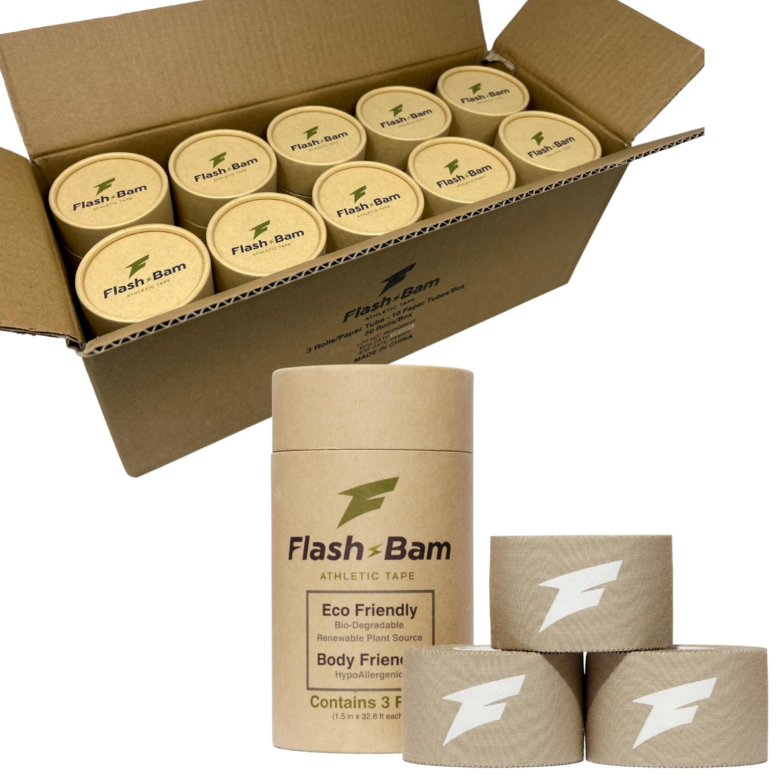 Flash-Bam Athletic Tape – Biodegradable Eco-Friendly Sports Tape – Strong