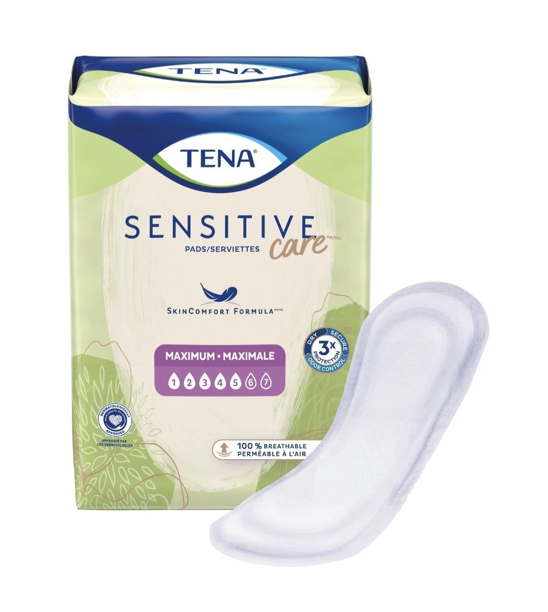 TENA Sensitive Care Maximum Incontinent Pad Regular Length 56 Ct