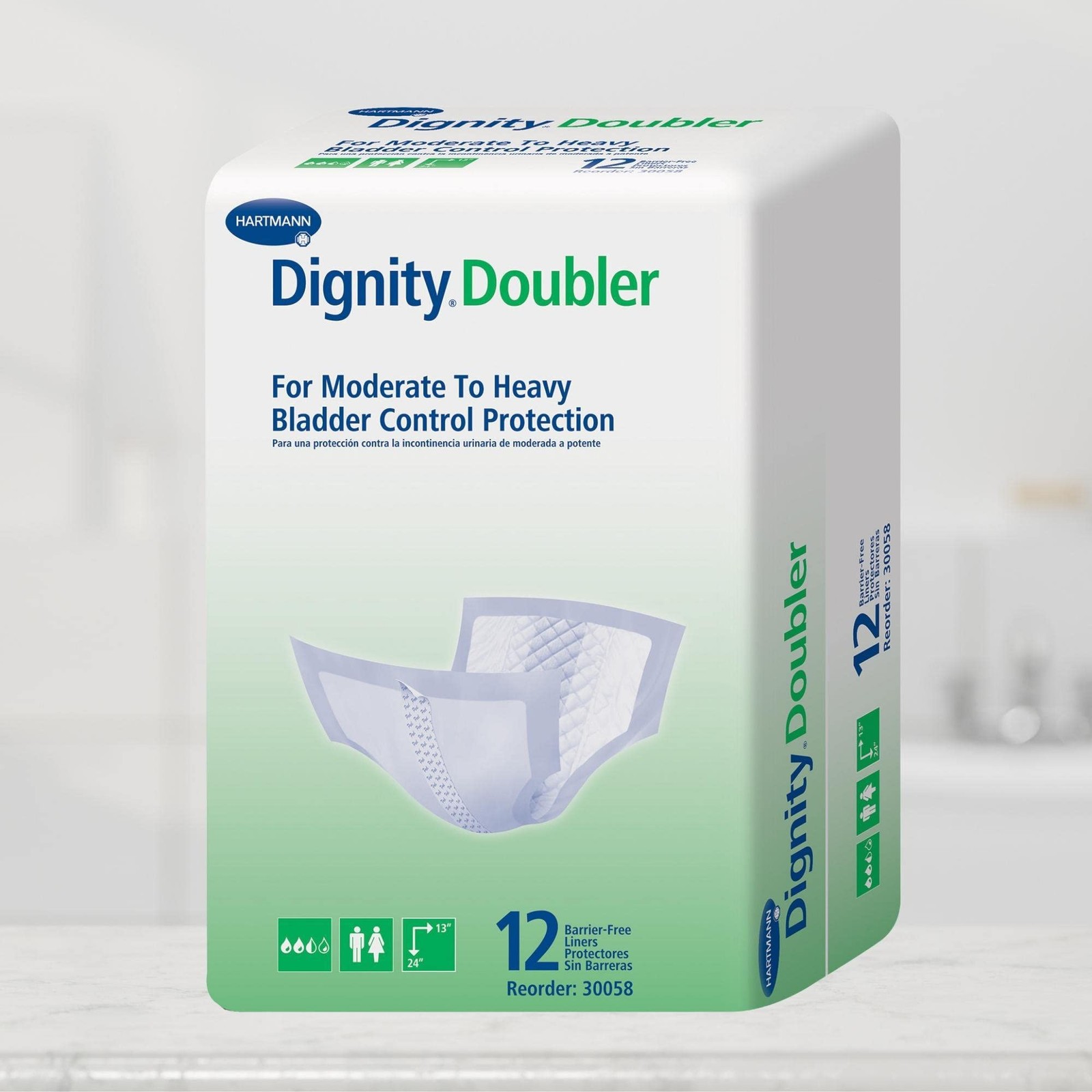 Dignity Doubler Bladder Control Booster Pads, Unisex, 13 x 24 in, 12 ct