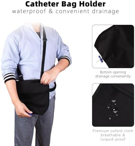 Urine Drainage Bag Holder Adjustable Catheter Bag Cover with Zipper Foley Cathet
