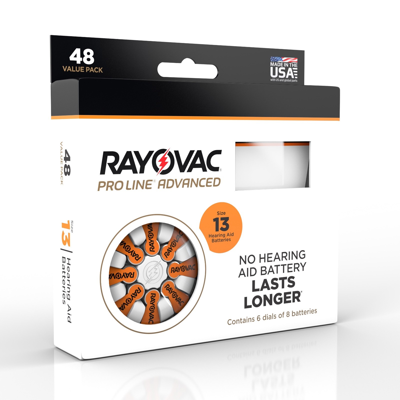 48 Rayovac Mercury Free Proline Advanced Size 13 Hearing Aid Batteries, USA Made