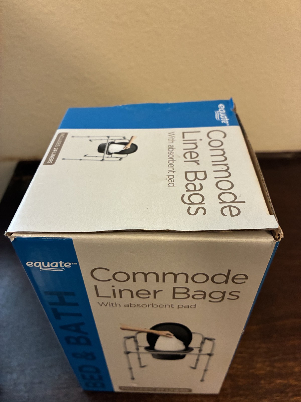 Commode Liner Bags w Absorbent Pad, Box of 24 Liners, Equate