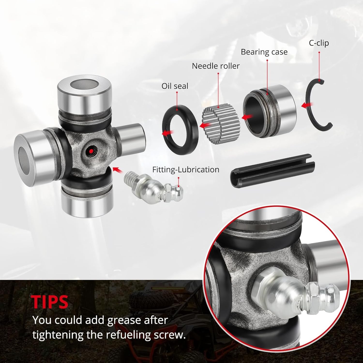 JAVIK Front Prop Shaft Yoke & U-Joint (2 Side) for Polaris RZR 570 800 900…