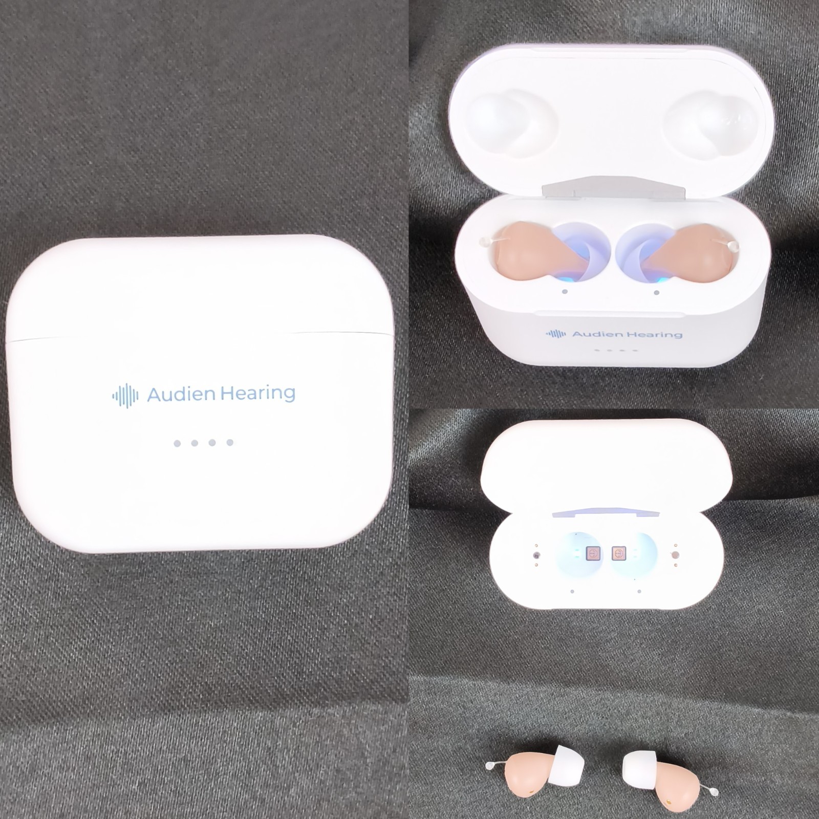 Audien Atom PRO 2 OTC Rechargeable CIC Hearing Aids White w/Charging Case #W5269