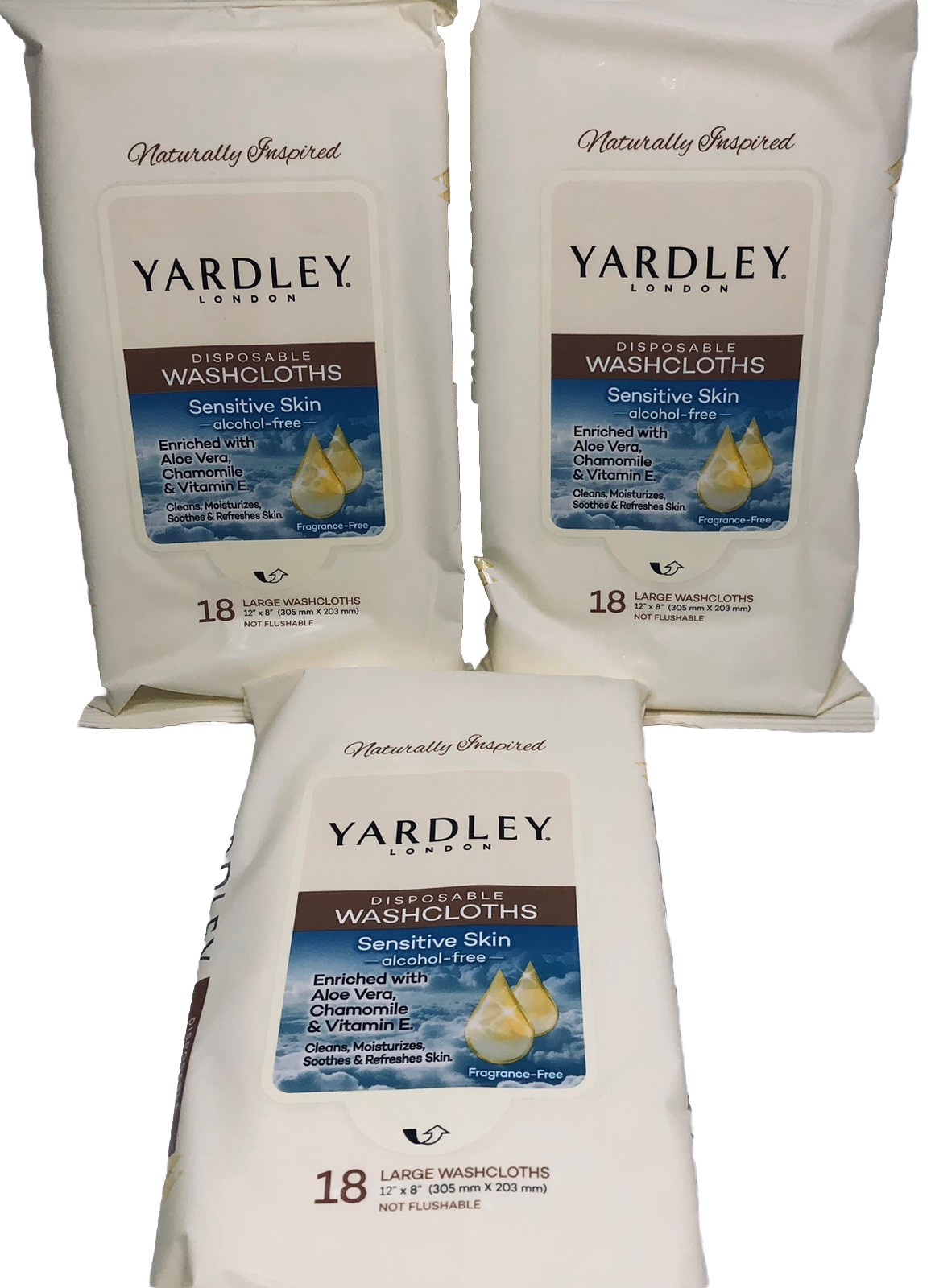 108 Washcloths Yardley London Disposable Washcloths (6×18) Aloe Vera Chamomile