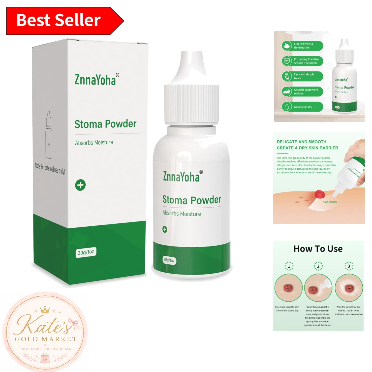 Highly Absorbent Stoma Adhesive Powder – 1 oz for Effective Skin Protection