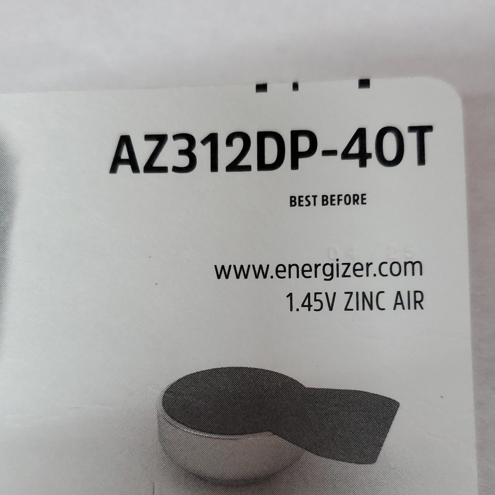 Energizer Hearing Aid Size 312 Batteries, 32 Count EXP 04/2025 1.45 V Zinc Air
