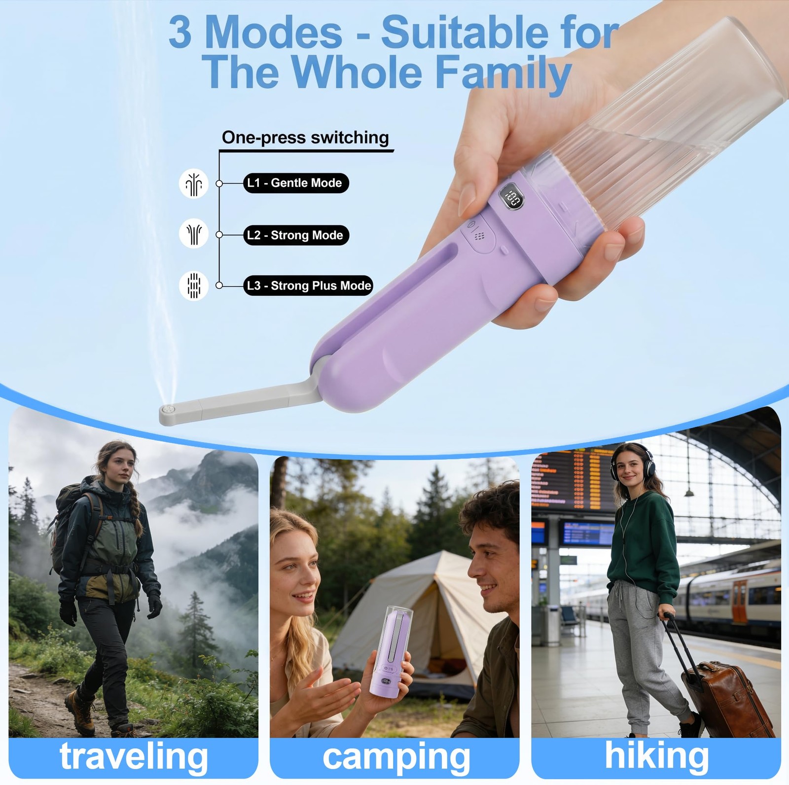 Aovikood Electric Portable Bidet Toilet Aids Wiper Tool Set Purple Hpb2501A