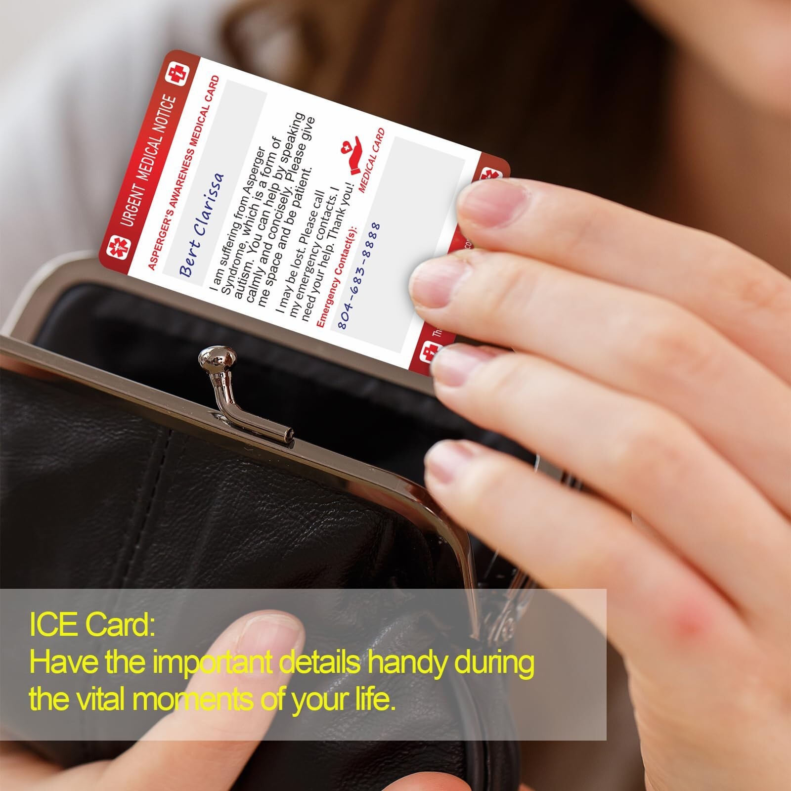 Anxiety Medical Alert Card Writable With Lanyard Emergency Contact Card 2pcs