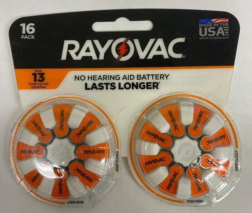 RAYOVAC 16 PACK NO HEARING AID BATTERY SIZE 13 NEW IN PACKAGE EXP 10/24