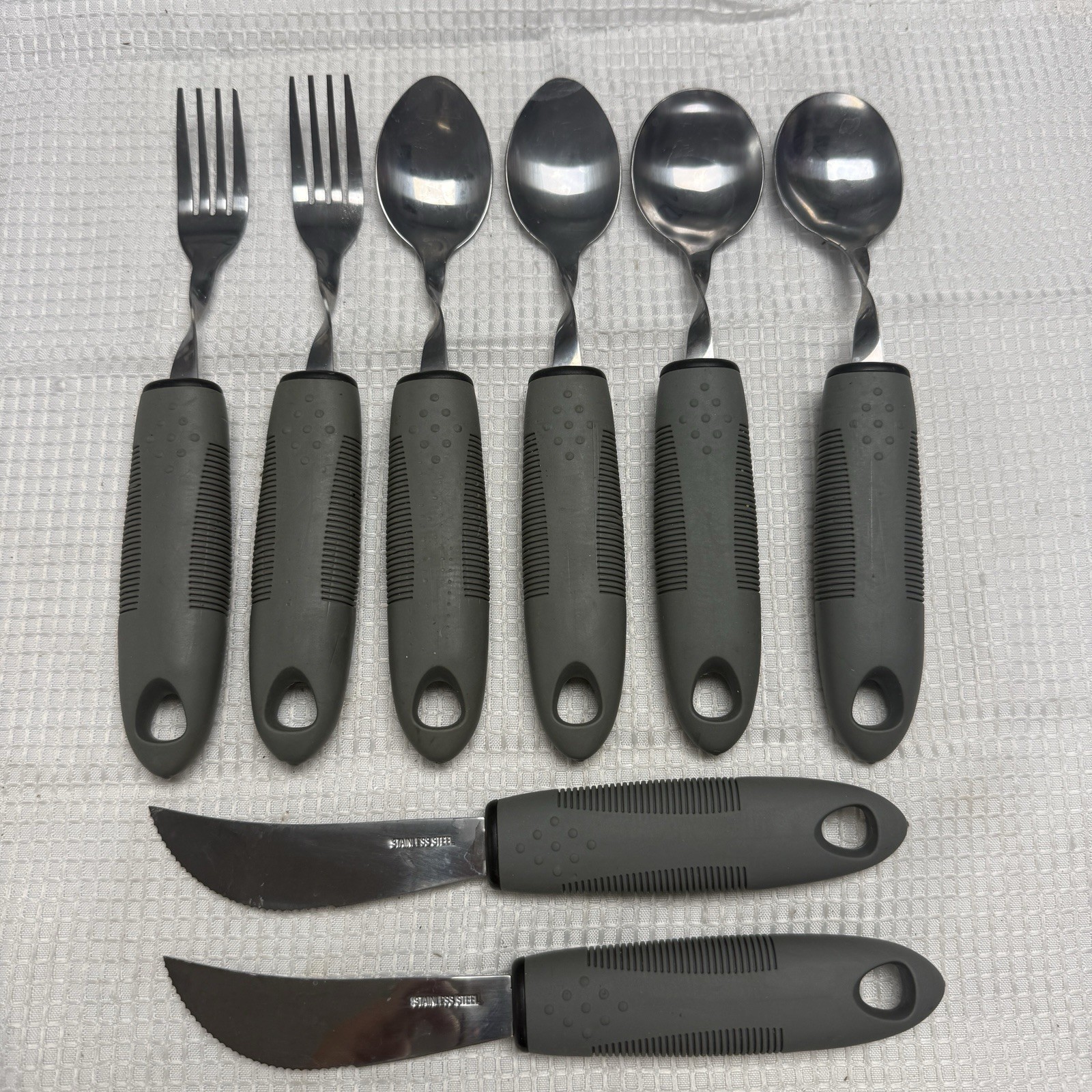 Set 8 Arthritis Silverware Adaptive Weighted Chunky Easy Grip Fork Knife Spoons