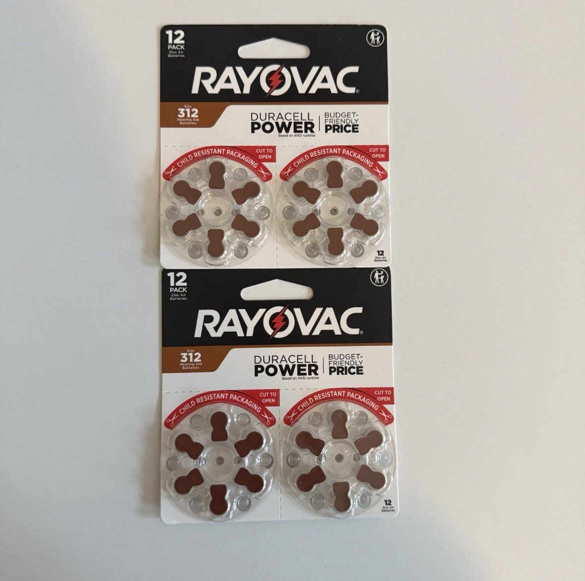 RAYOVAC Size 312 Hearing Aid Batteries 2 24 Packs 48 Qt Total