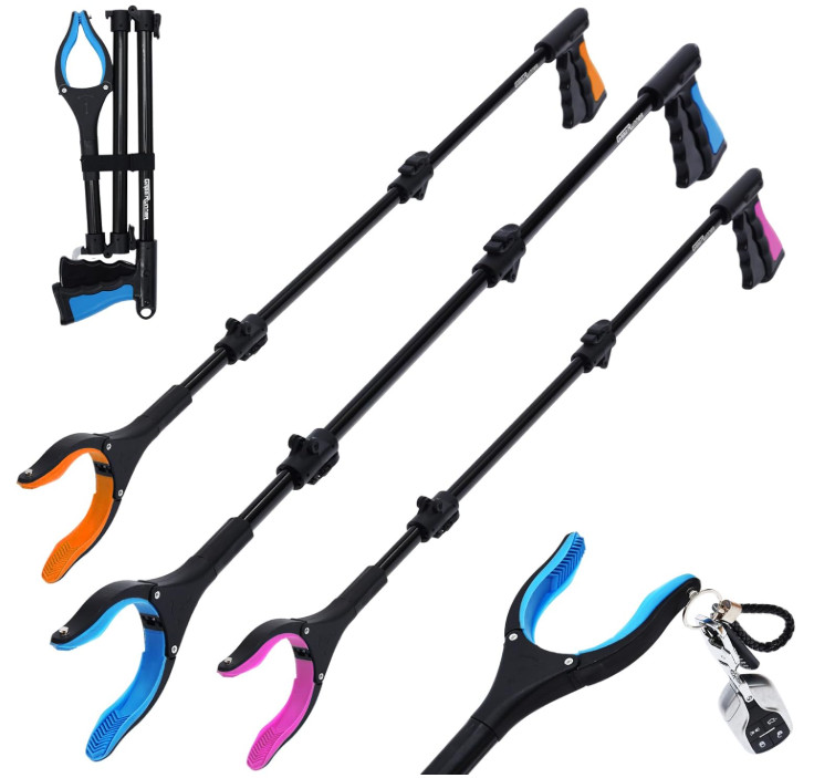 Pinza Recogedora 38″ Plegable Pack de 3 con Imán y Cabezal Giratorio