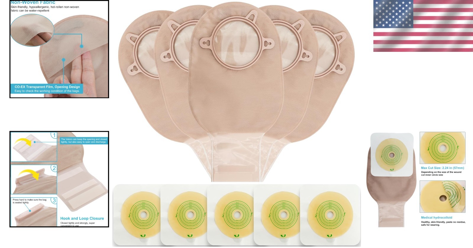 Ostomy Supplies Kit, Colostomy Bags with Carbon Filter