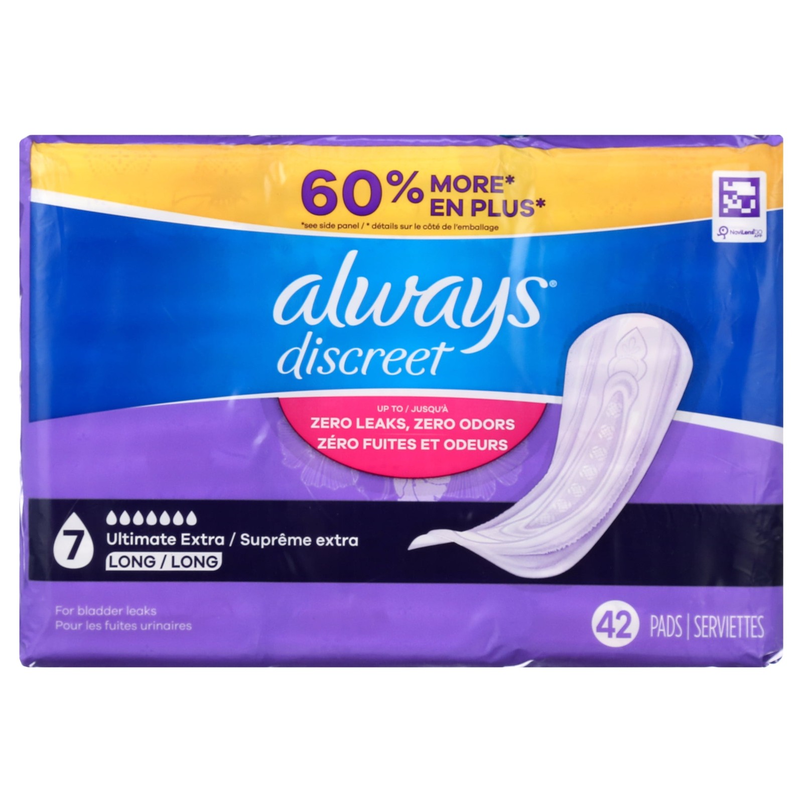 Always Discreet Adult Incontinence Pads for Women, Ultimate Extra Absorbency