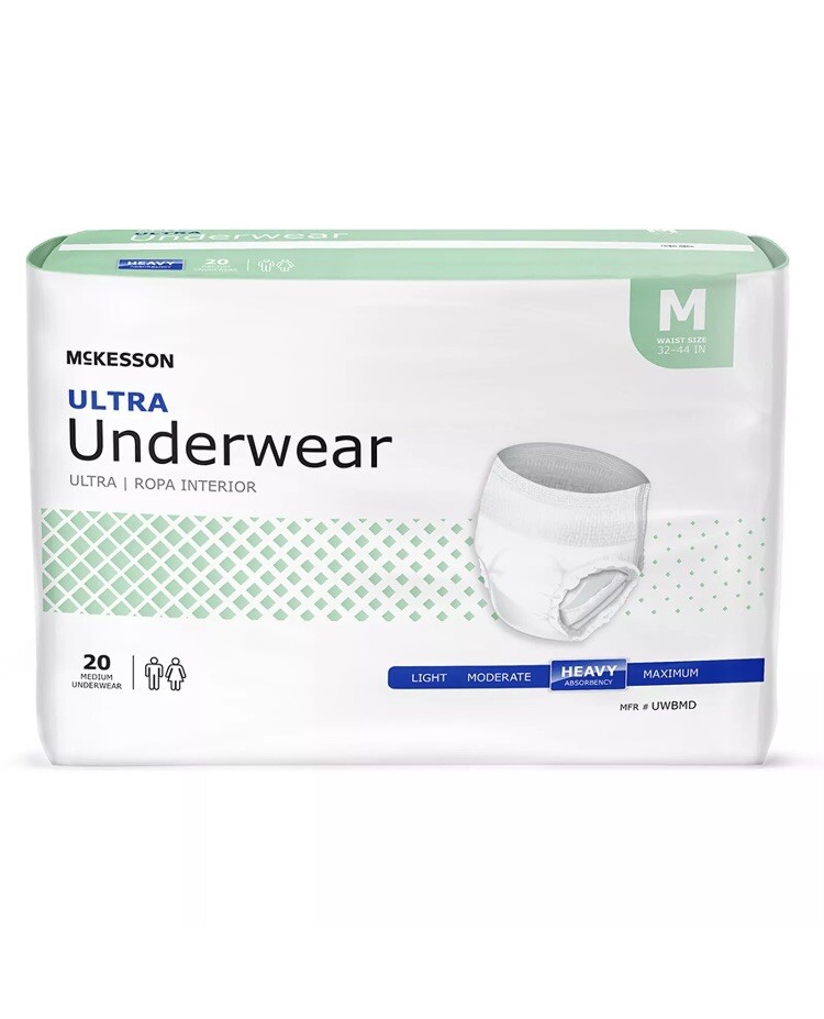 McKesson Adult Disposable Pull On Up Underwear Diapers M Heavy Absorbency 20 Ct