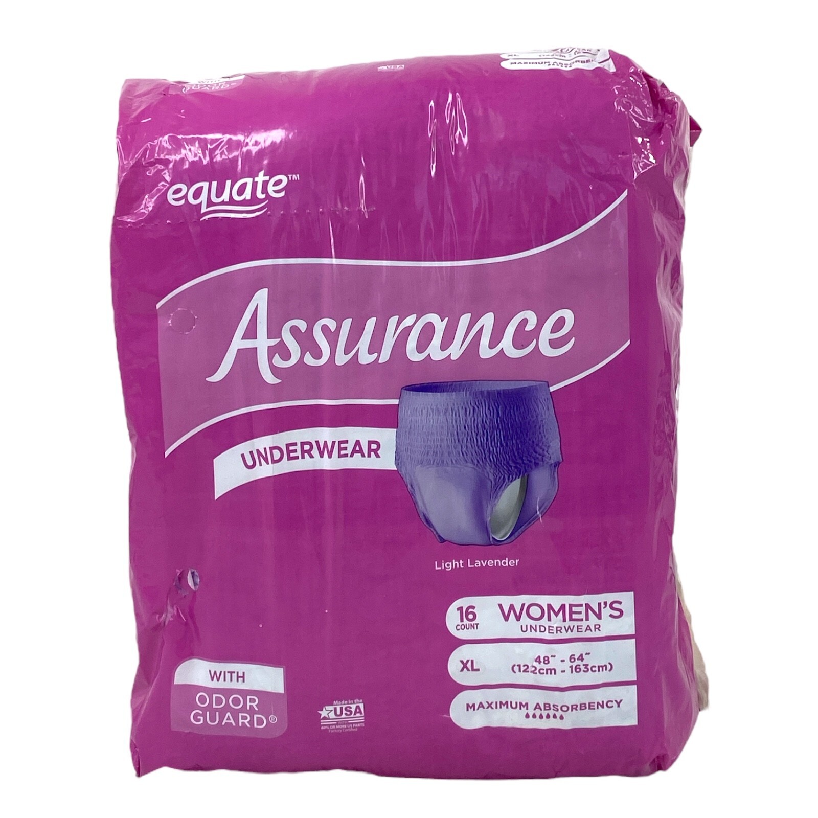 NEW Equate Women’s 16-Count ASSURANCE Underwear Max Absorbency Size XL H5