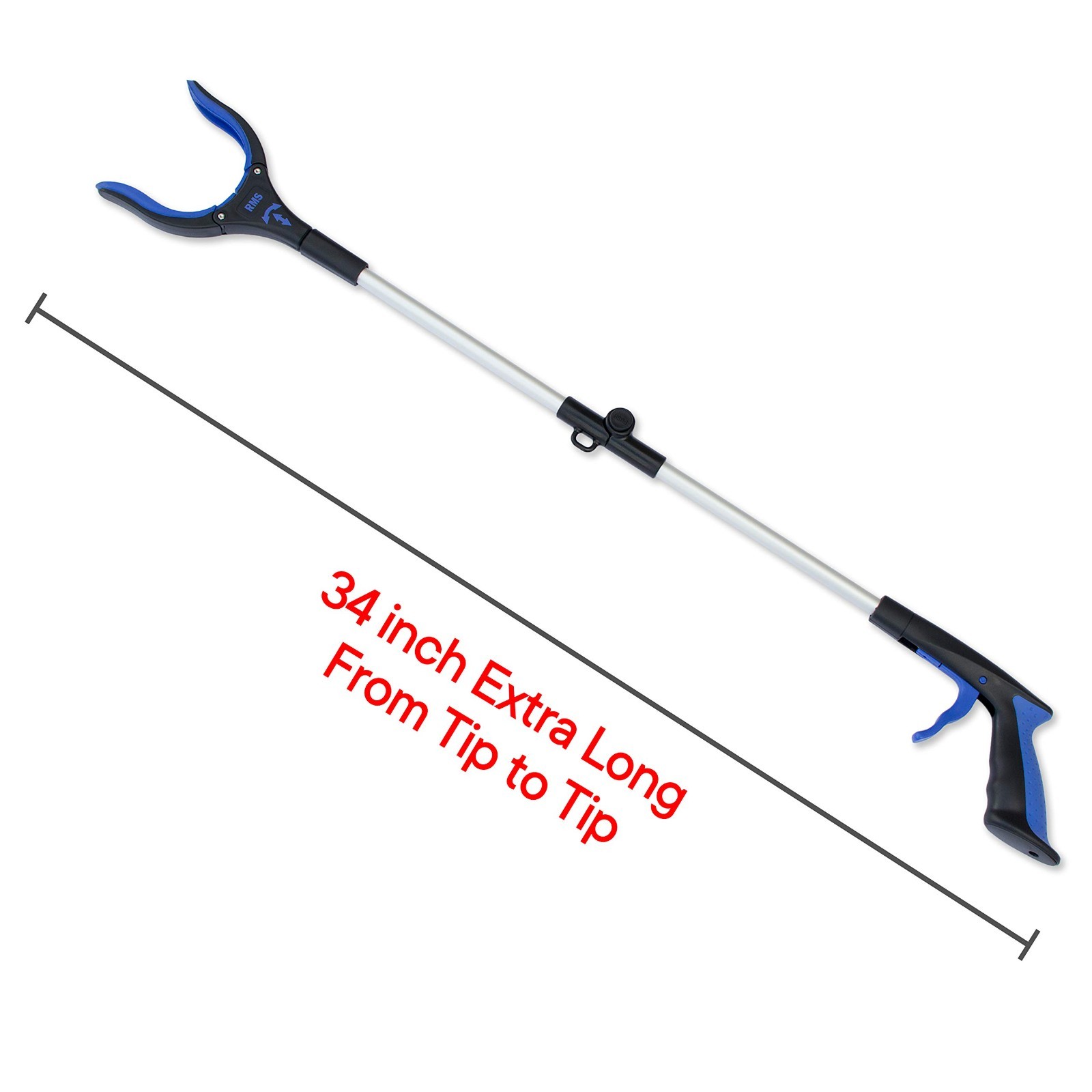 RMS 34 Inch Extra Long Reacher Grabber – Foldable Gripper and Reaching Tool with