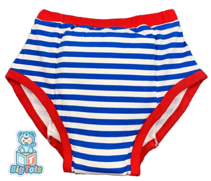 Adult training pant Blue and White Stripe baby Print diaper incontinence pants
