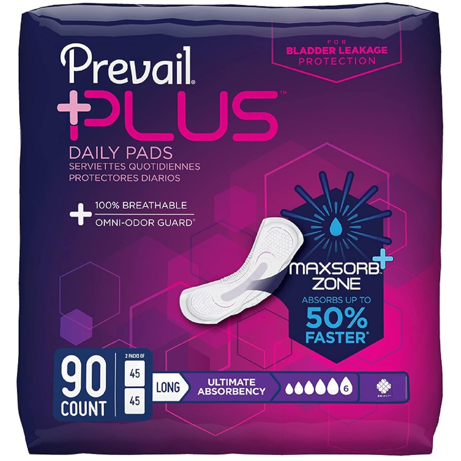 Ultimate Absorbency Incontinence Pads 90 Count