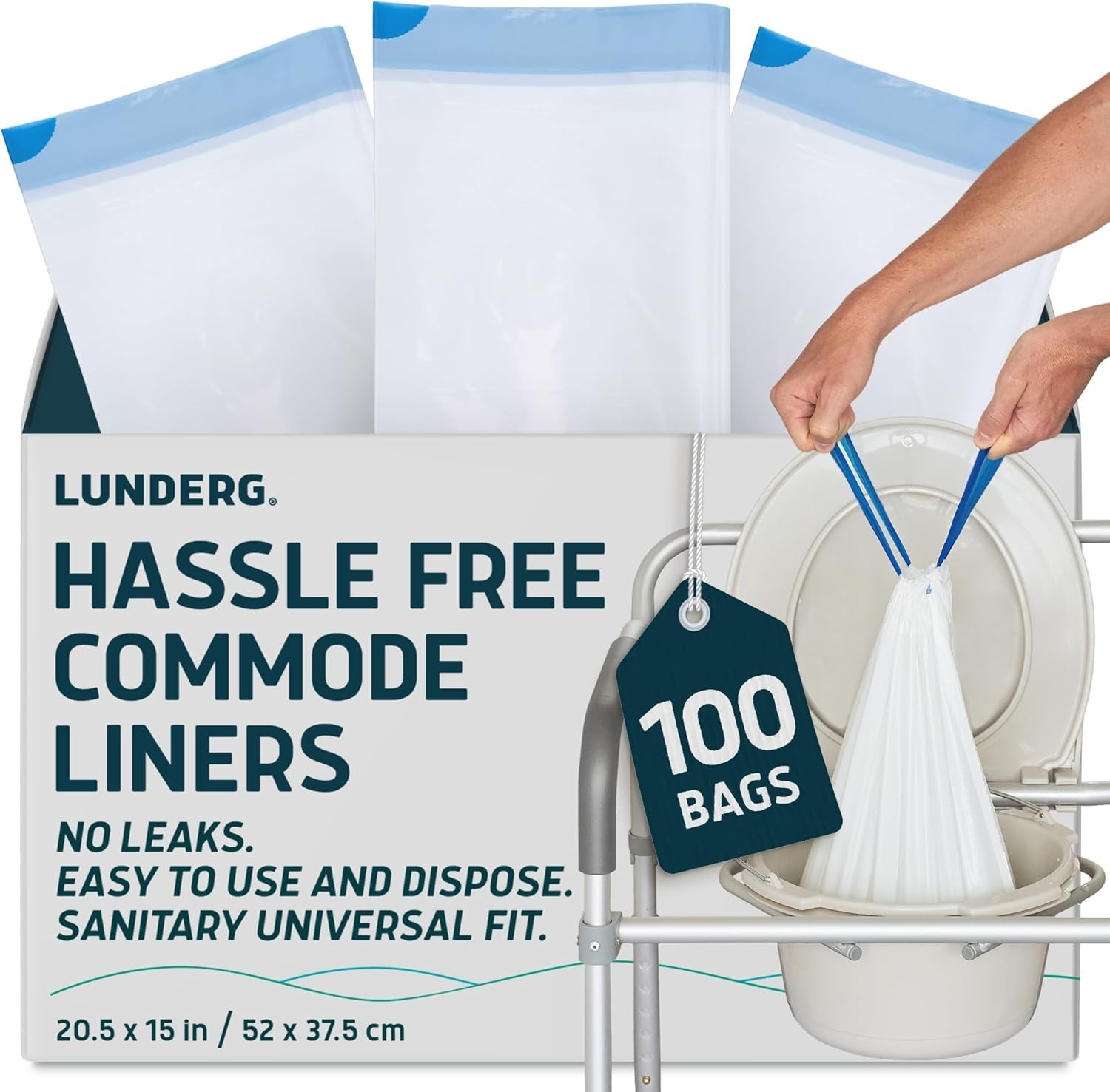 Commode Liners – Value Pack 100 Count Universal Fit – Medical Grade Bedside L…