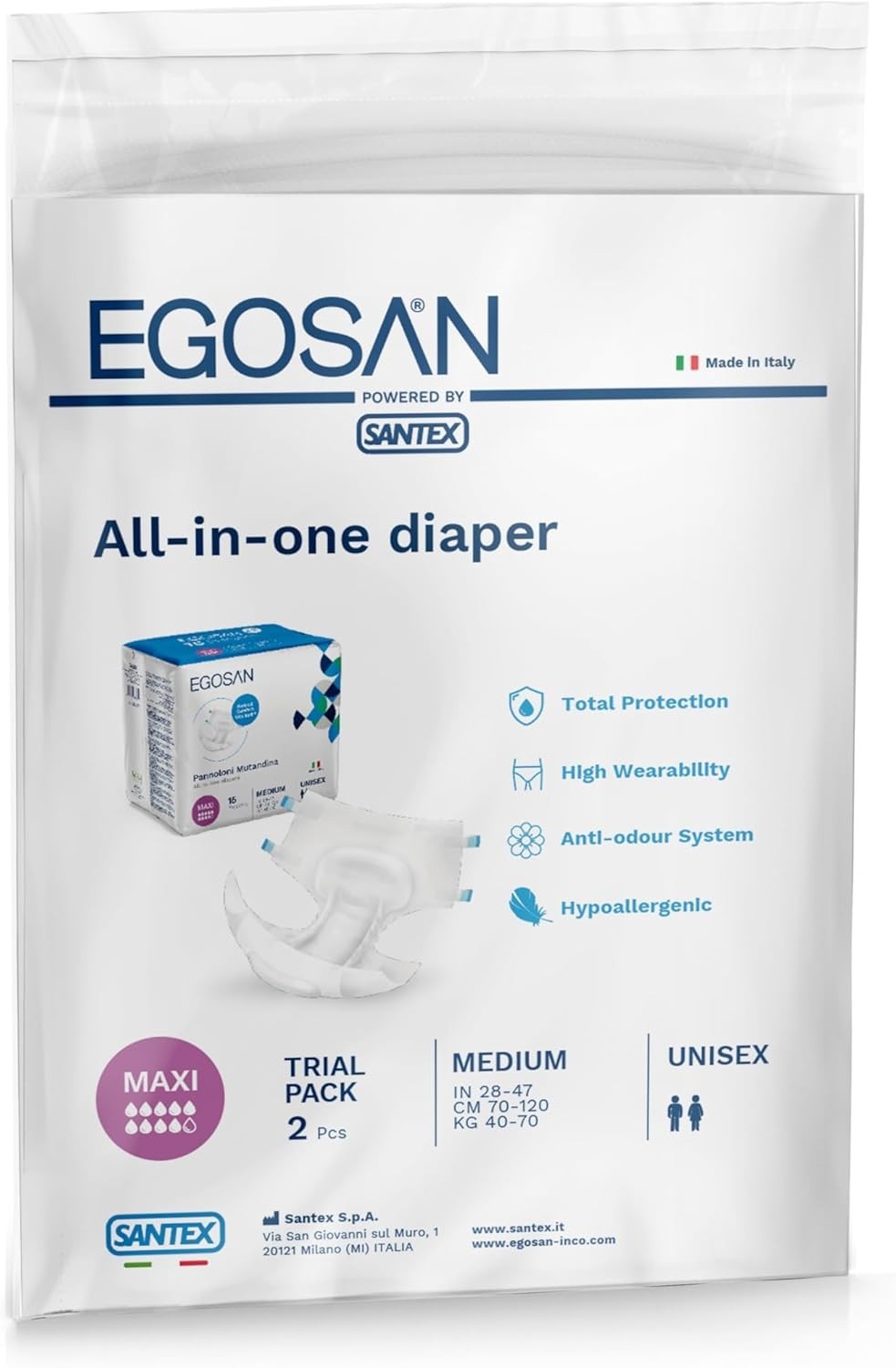 Comfort Fit Maxi Adult Diapers – 2 Count, Odor Control and Leak Guard Included