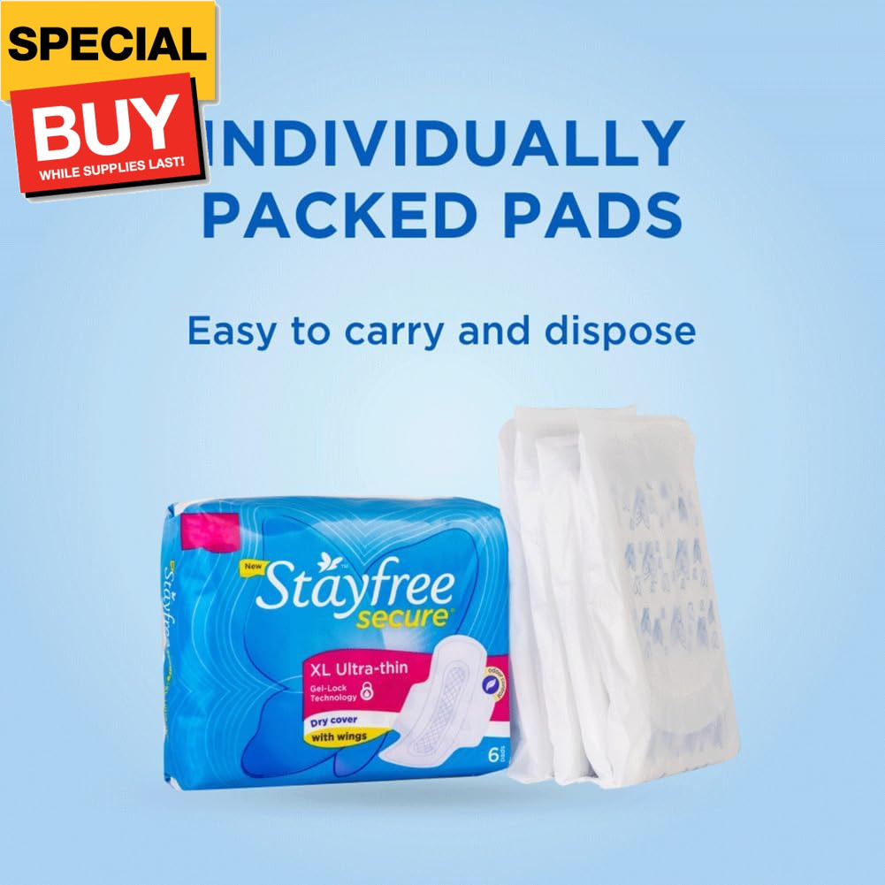 Secure XL Ultra Thin Dry Cover Sanitary Pads For Women With Wings, 40 Pads
