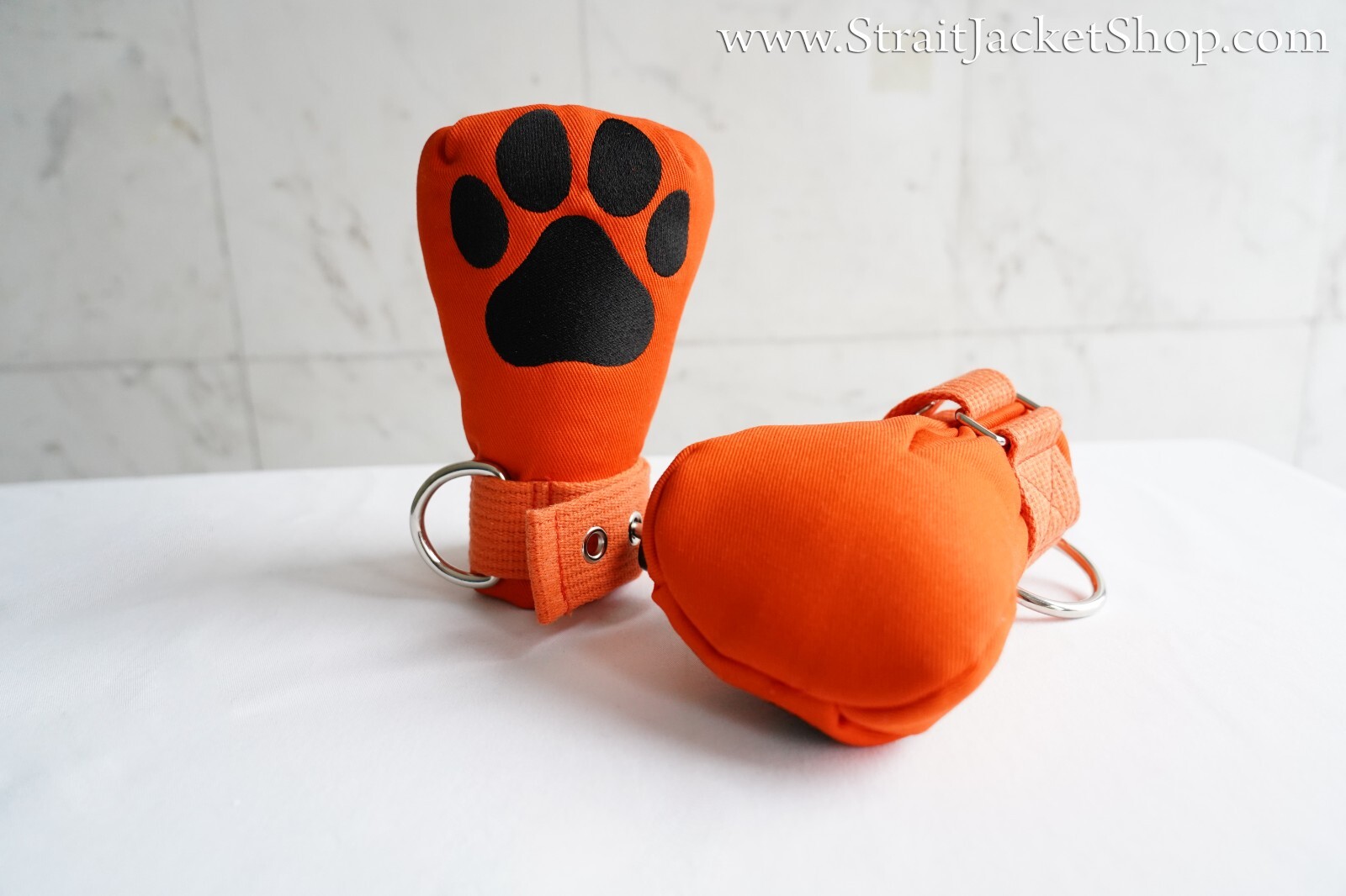 P.A.W.S. Orange Safety Mittens with Segufix Locks- Bondage Soft Padded Mittens