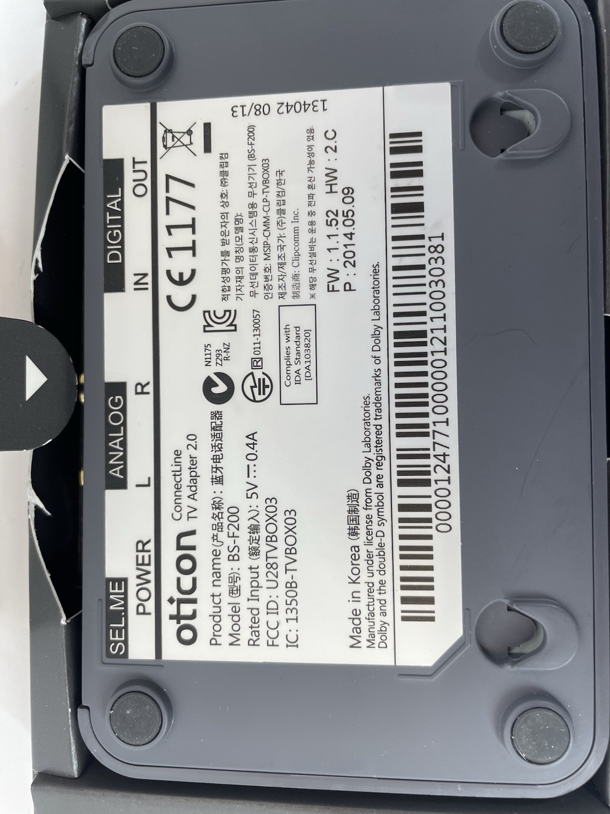 Oticon TVA2 TV Adapter 2.0 with All Original Accessories