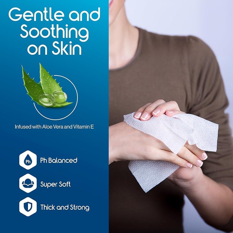 Aloe Vera Adult Disposable Washcloths Hypoallergenic Bath Wipes 500 Count New