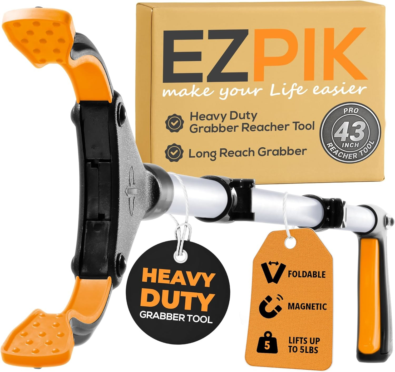 EZPIK Pro 43″ Foldable Grabber Reacher Tool for Seniors – Grabbers for Elderly R